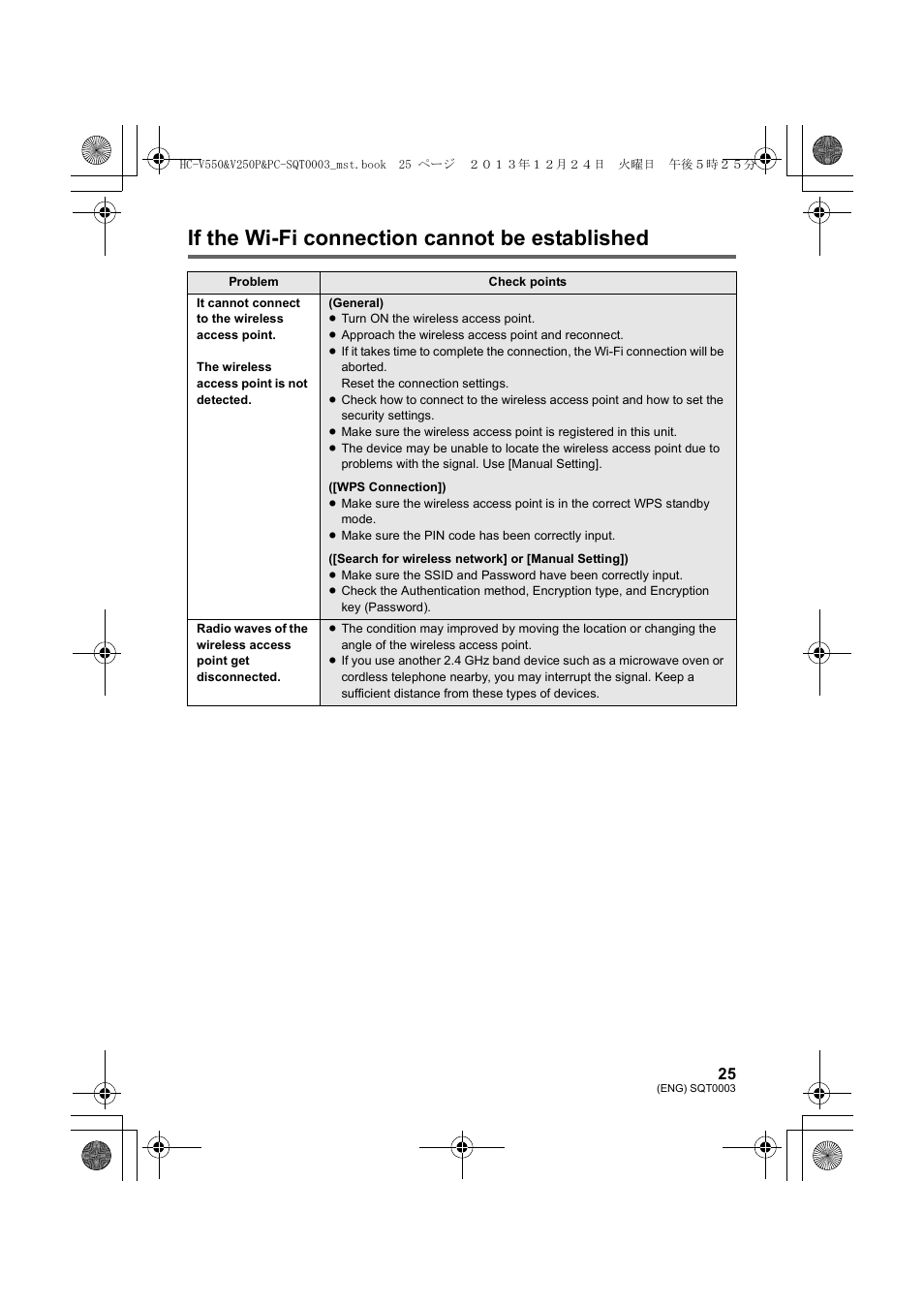 If the wi-fi connection cannot be established | Panasonic HC-V550K User Manual | Page 25 / 36