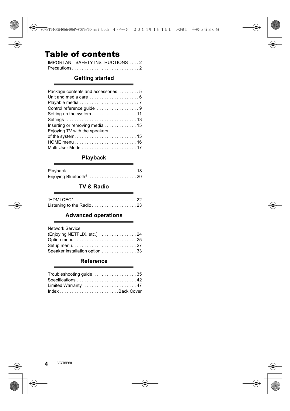 Panasonic SC-BTT465 User Manual | Page 4 / 48