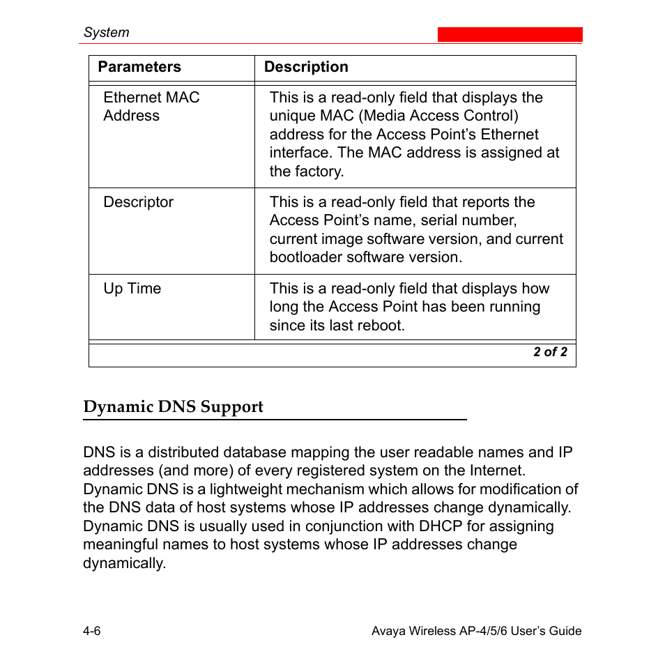 Dynamic dns support, Dynamic dns support -6 | Avaya AP-6 User Manual | Page 104 / 502