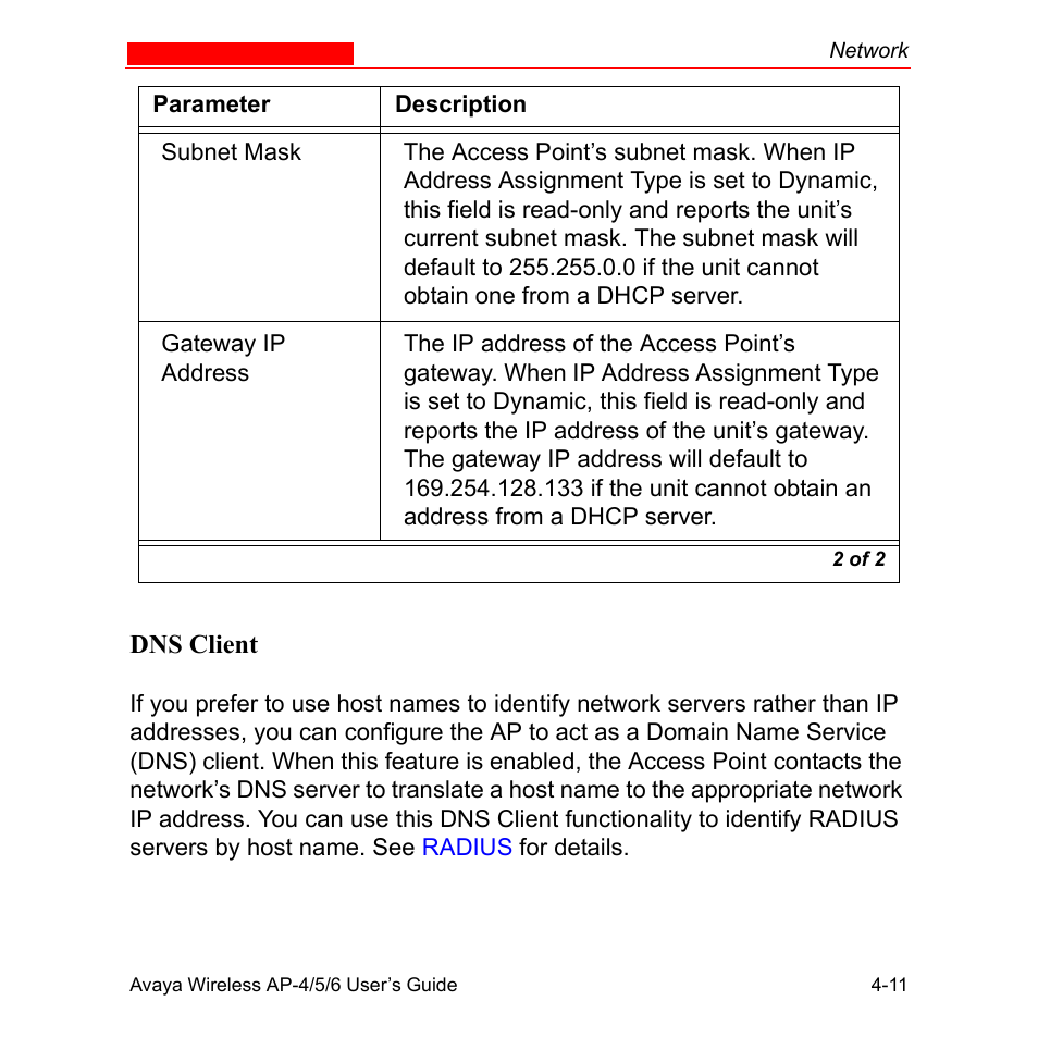 Dns client | Avaya AP-6 User Manual | Page 109 / 502