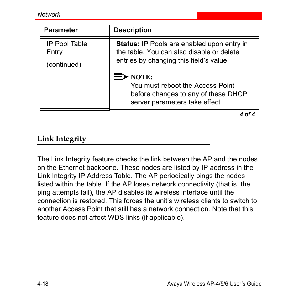 Link integrity, Link integrity -18 | Avaya AP-6 User Manual | Page 116 / 502
