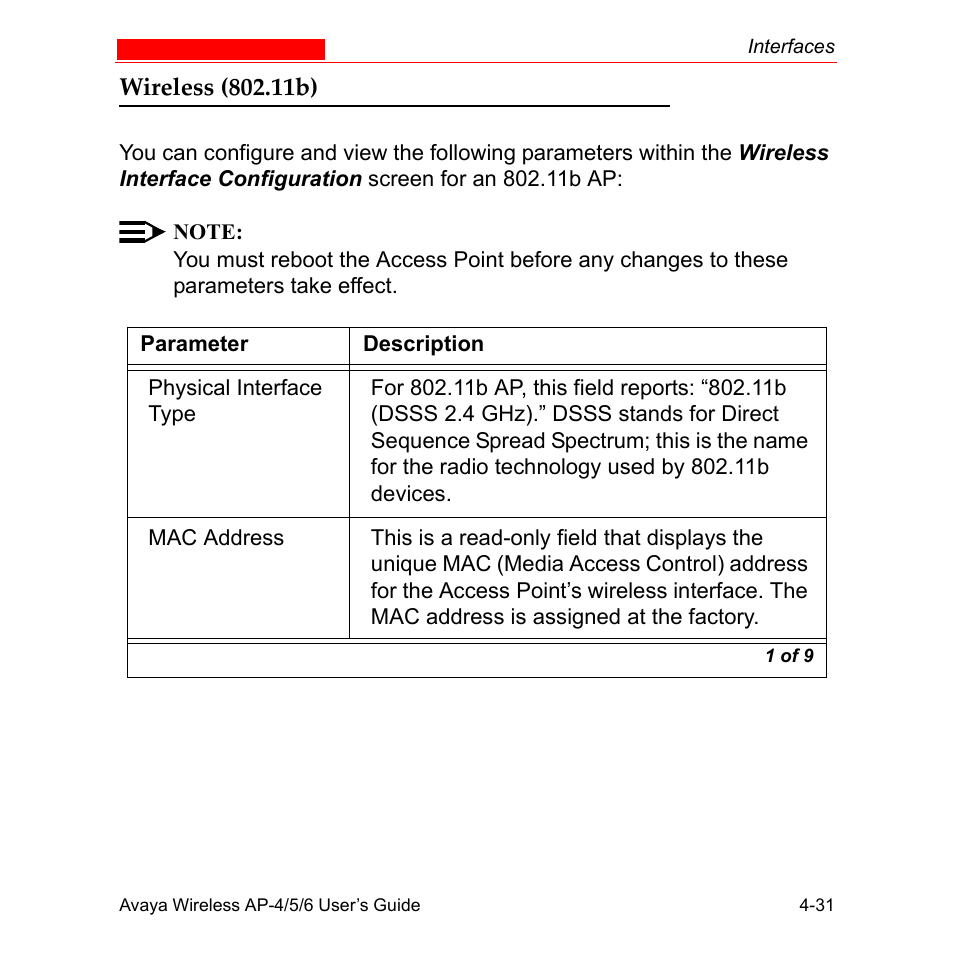 Wireless (802.11b), Wireless (802.11b) -31 | Avaya AP-6 User Manual | Page 129 / 502