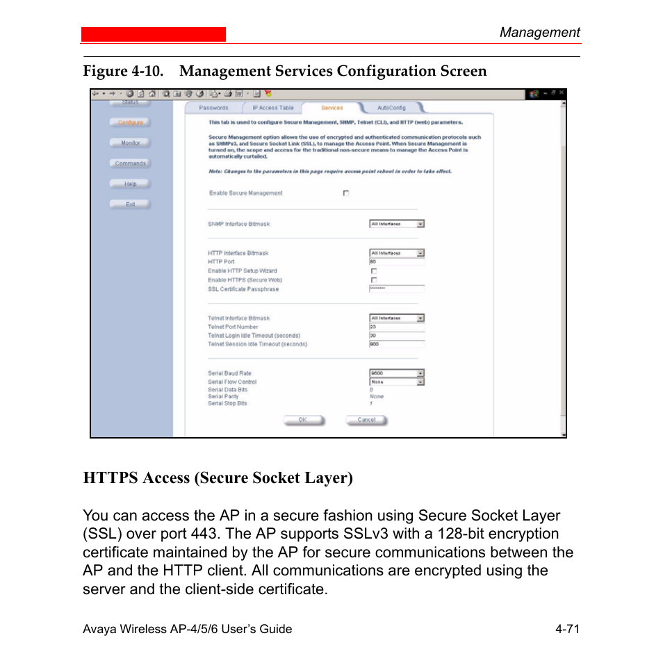 Https access (secure socket layer) | Avaya AP-6 User Manual | Page 169 / 502