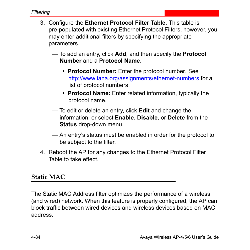 Static mac, Static mac -84 | Avaya AP-6 User Manual | Page 182 / 502