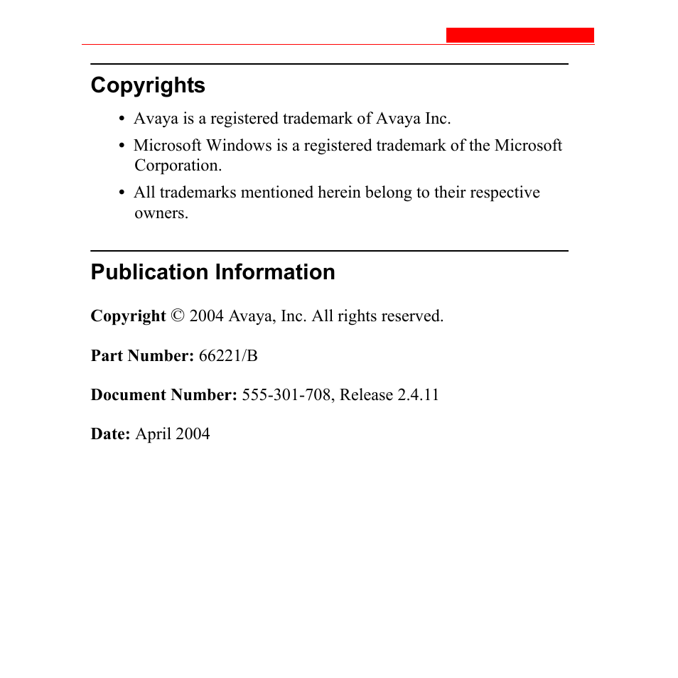 Copyrights, Publication information | Avaya AP-6 User Manual | Page 2 / 502