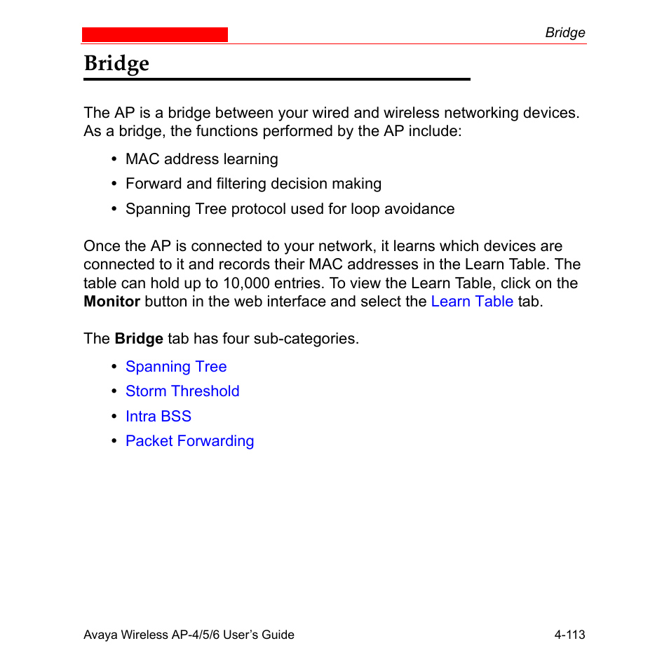 Bridge, Bridge -113 | Avaya AP-6 User Manual | Page 211 / 502