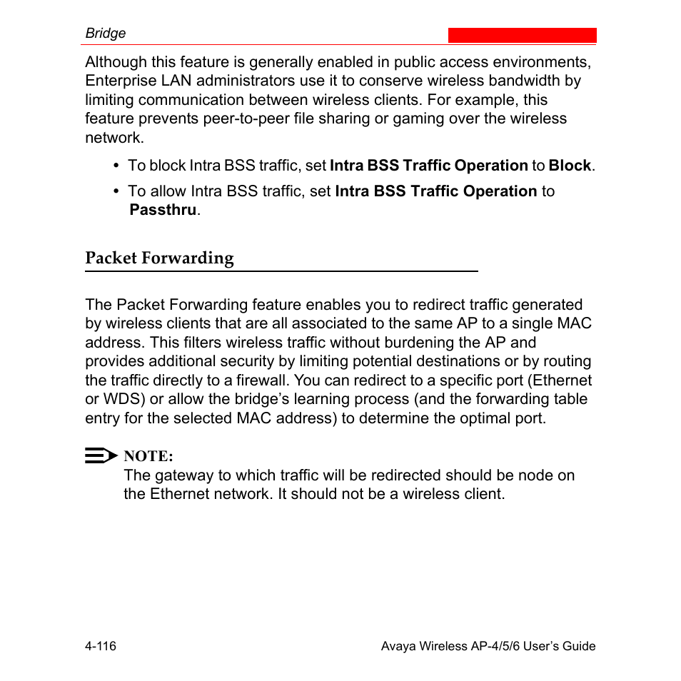 Packet forwarding, Packet forwarding -116 | Avaya AP-6 User Manual | Page 214 / 502