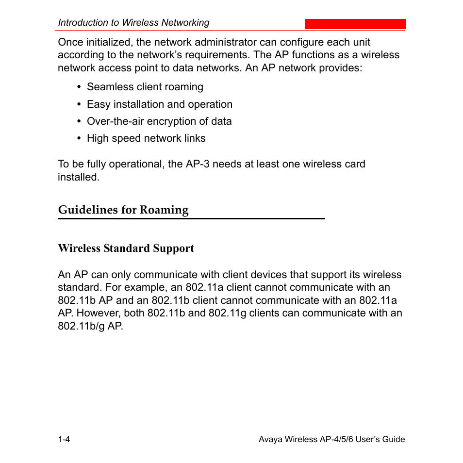 Guidelines for roaming, Guidelines for roaming -4 | Avaya AP-6 User Manual | Page 22 / 502
