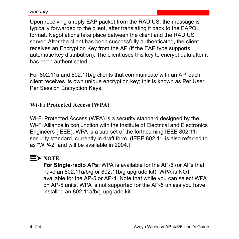 Wi-fi protected access (wpa) | Avaya AP-6 User Manual | Page 222 / 502