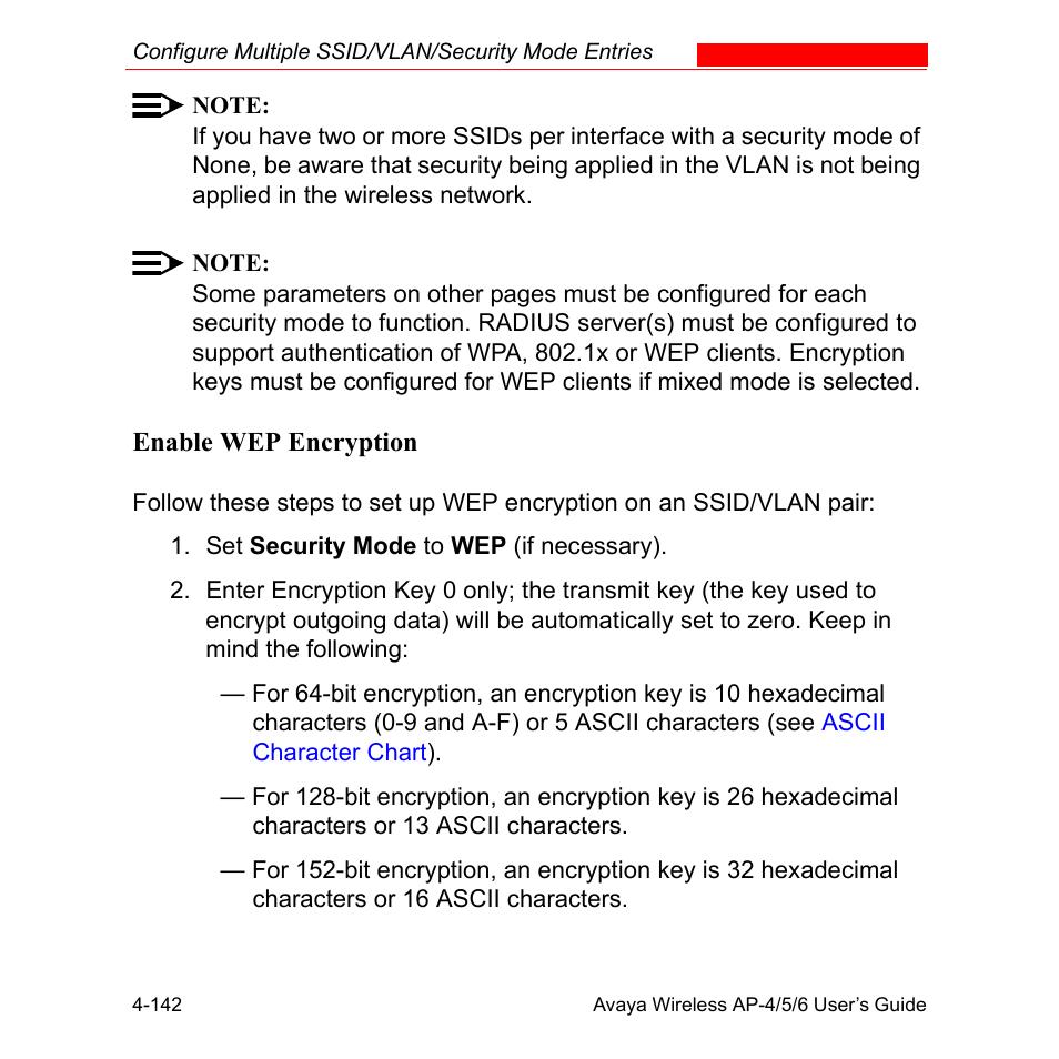 Enable wep encryption | Avaya AP-6 User Manual | Page 240 / 502