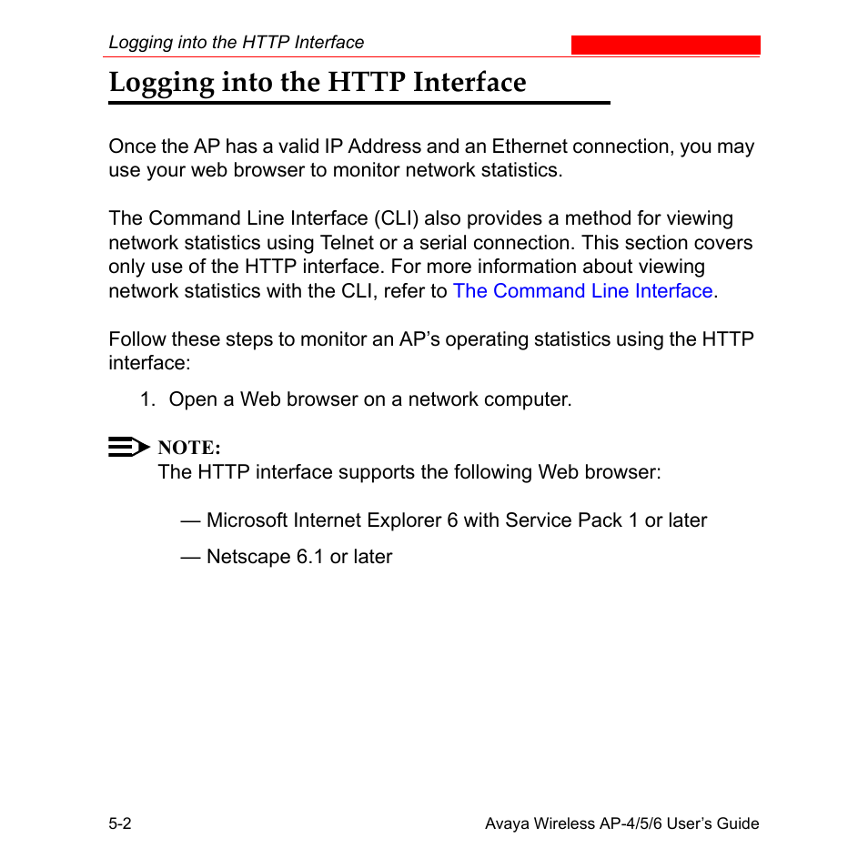 Logging into the http interface, Logging into the http interface -2 | Avaya AP-6 User Manual | Page 270 / 502