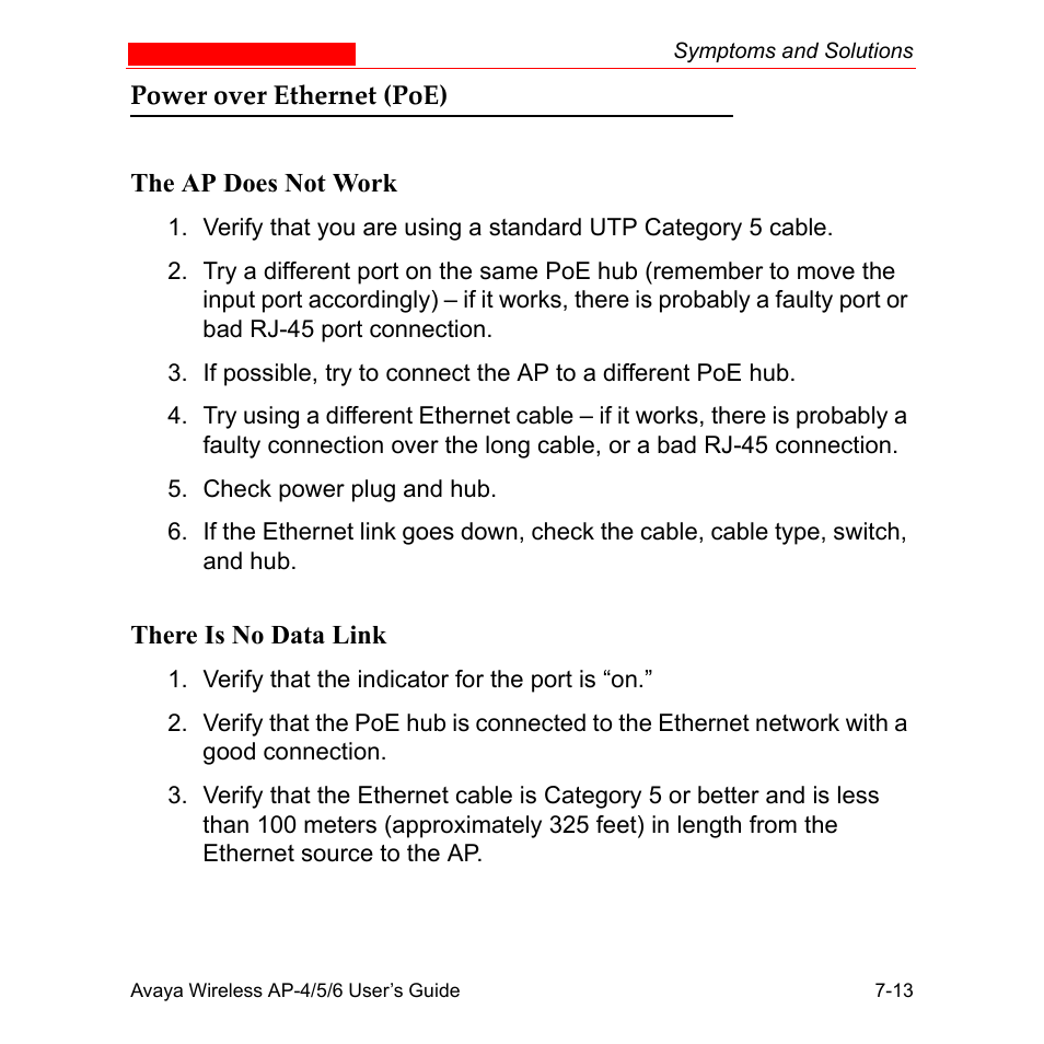 Power over ethernet (poe), Power over ethernet (poe) -13 | Avaya AP-6 User Manual | Page 329 / 502