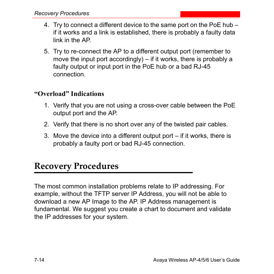 Recovery procedures, Recovery procedures -14 | Avaya AP-6 User Manual | Page 330 / 502