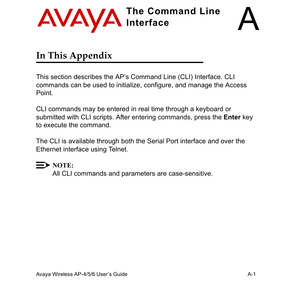 A the command line interface, In this appendix, The command line | Interface, The command line interface | Avaya AP-6 User Manual | Page 347 / 502