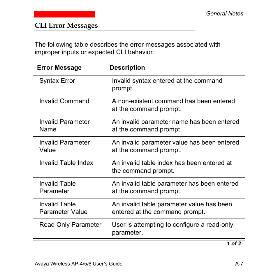 Cli error messages | Avaya AP-6 User Manual | Page 353 / 502