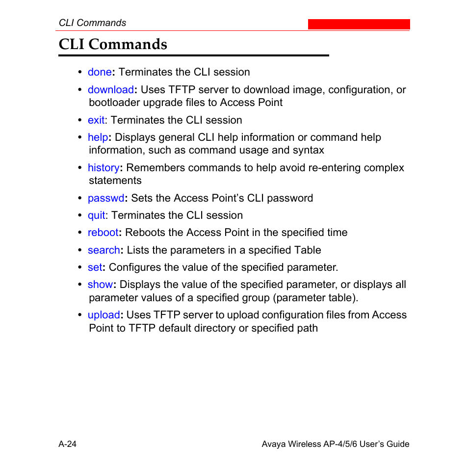 Cli commands | Avaya AP-6 User Manual | Page 370 / 502