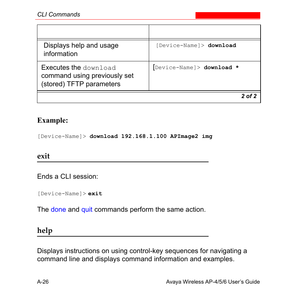 Exit, Help, Terminat | Example | Avaya AP-6 User Manual | Page 372 / 502
