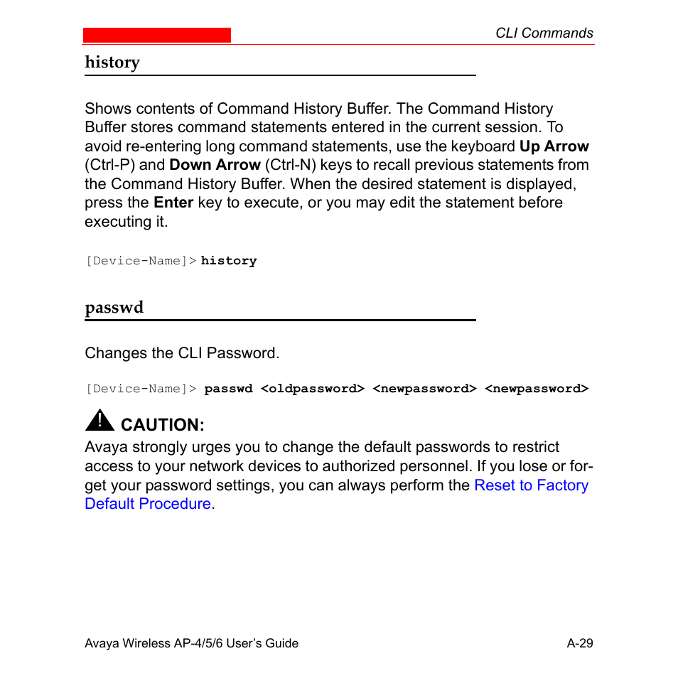 History, Passwd | Avaya AP-6 User Manual | Page 375 / 502