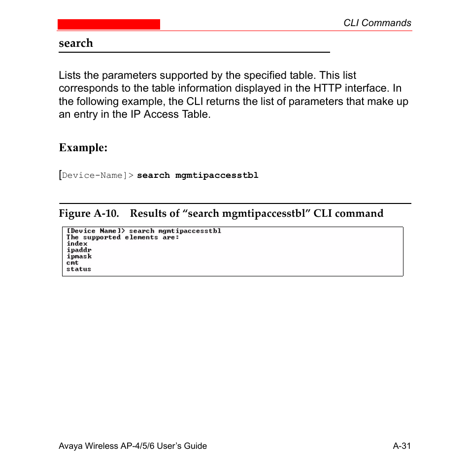 Search, Example | Avaya AP-6 User Manual | Page 377 / 502
