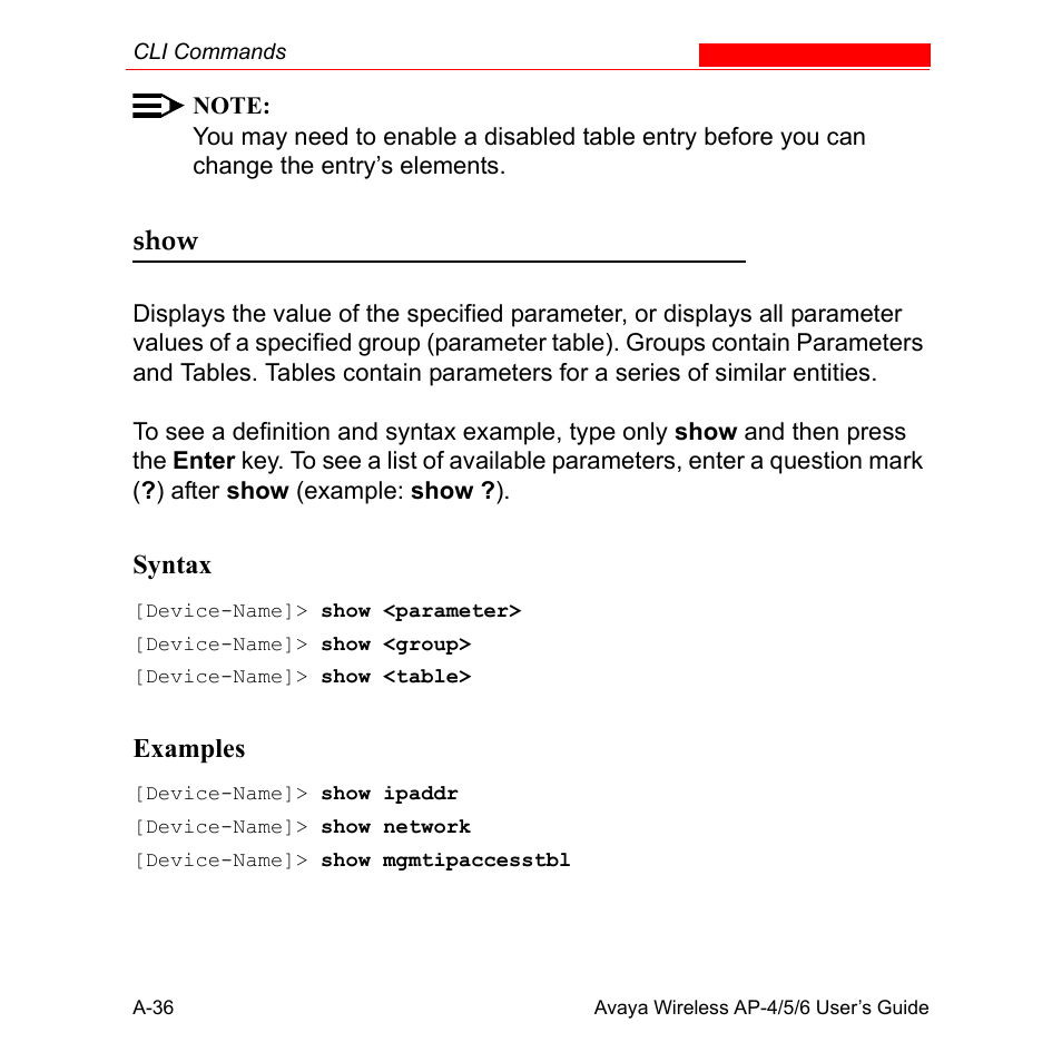Show | Avaya AP-6 User Manual | Page 382 / 502