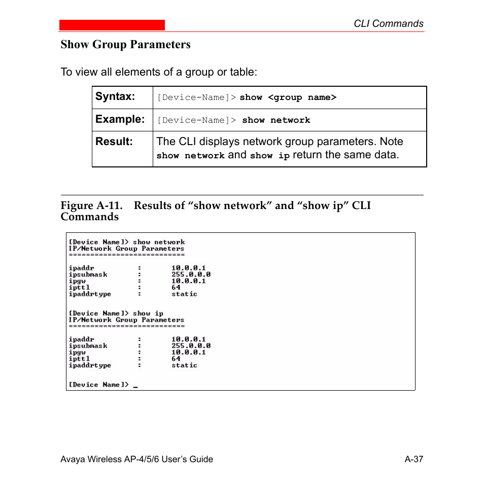 Show group parameters | Avaya AP-6 User Manual | Page 383 / 502