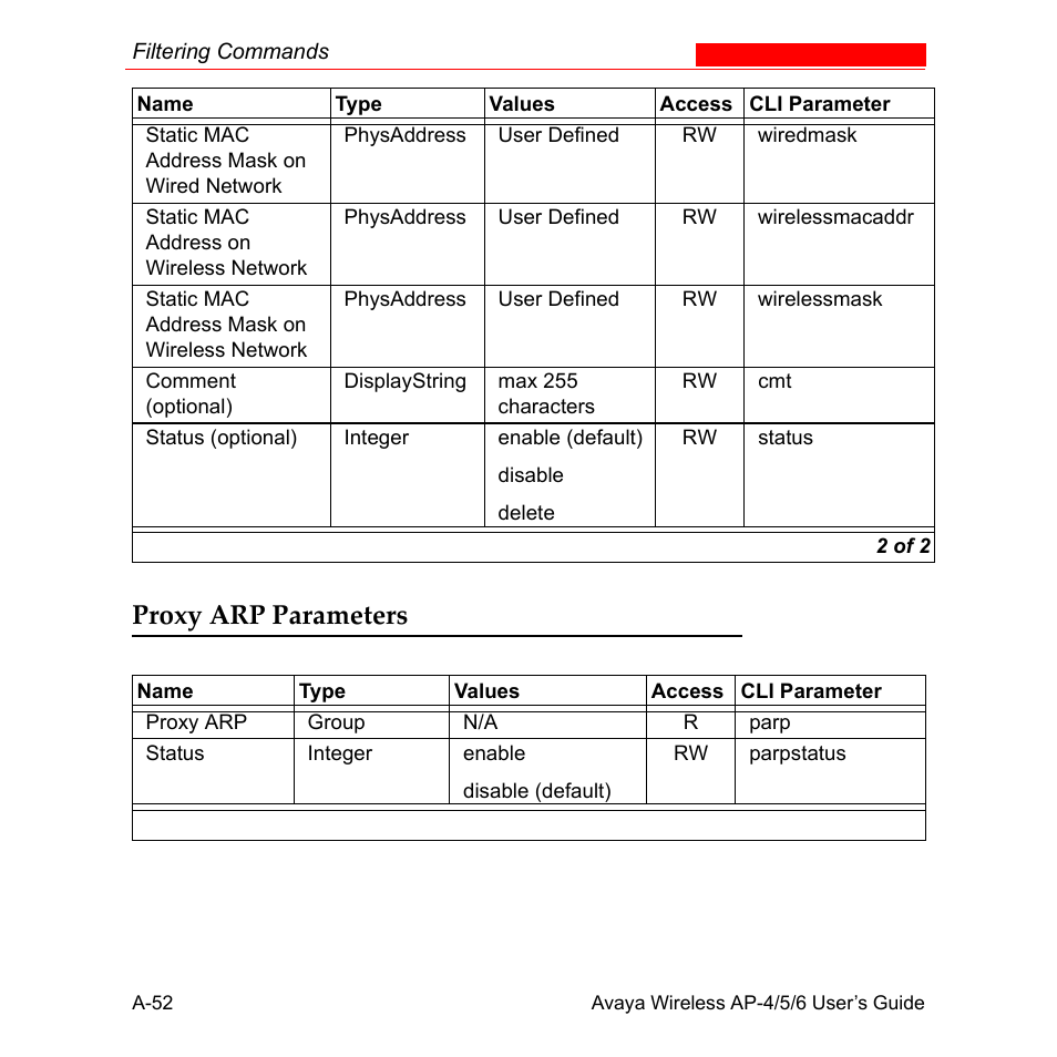 Proxy arp parameters | Avaya AP-6 User Manual | Page 398 / 502