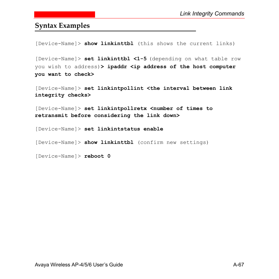 Syntax examples | Avaya AP-6 User Manual | Page 413 / 502
