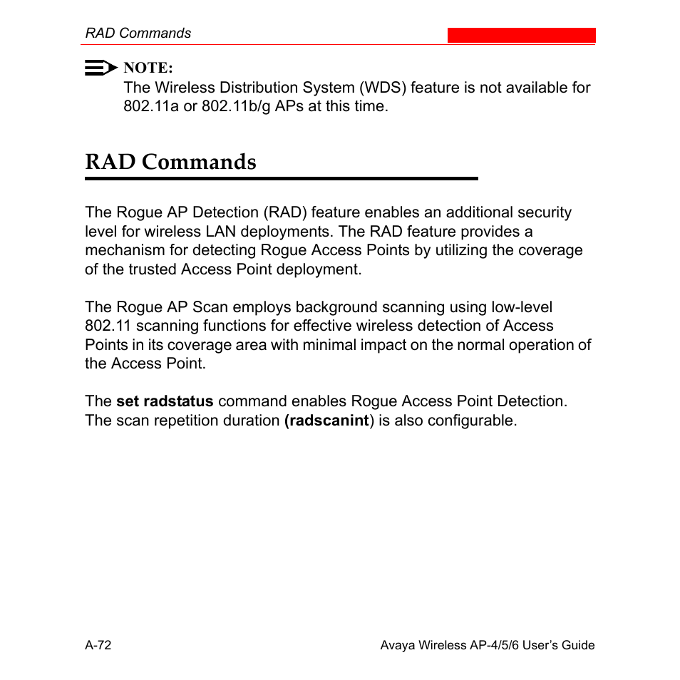 Rad commands | Avaya AP-6 User Manual | Page 418 / 502