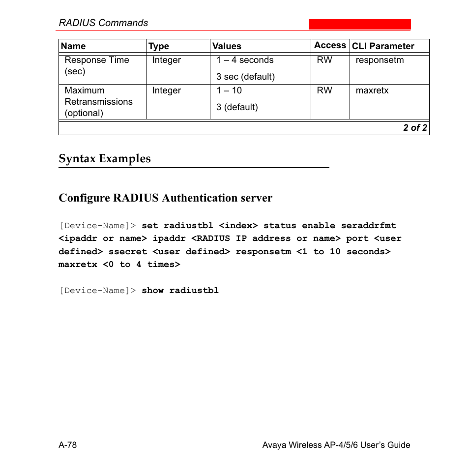 Syntax examples | Avaya AP-6 User Manual | Page 424 / 502