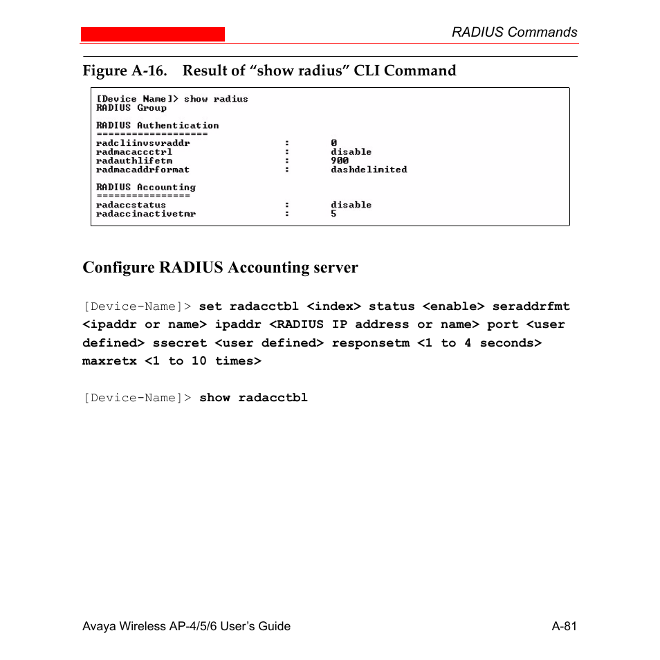 Configure radius accounting server | Avaya AP-6 User Manual | Page 427 / 502