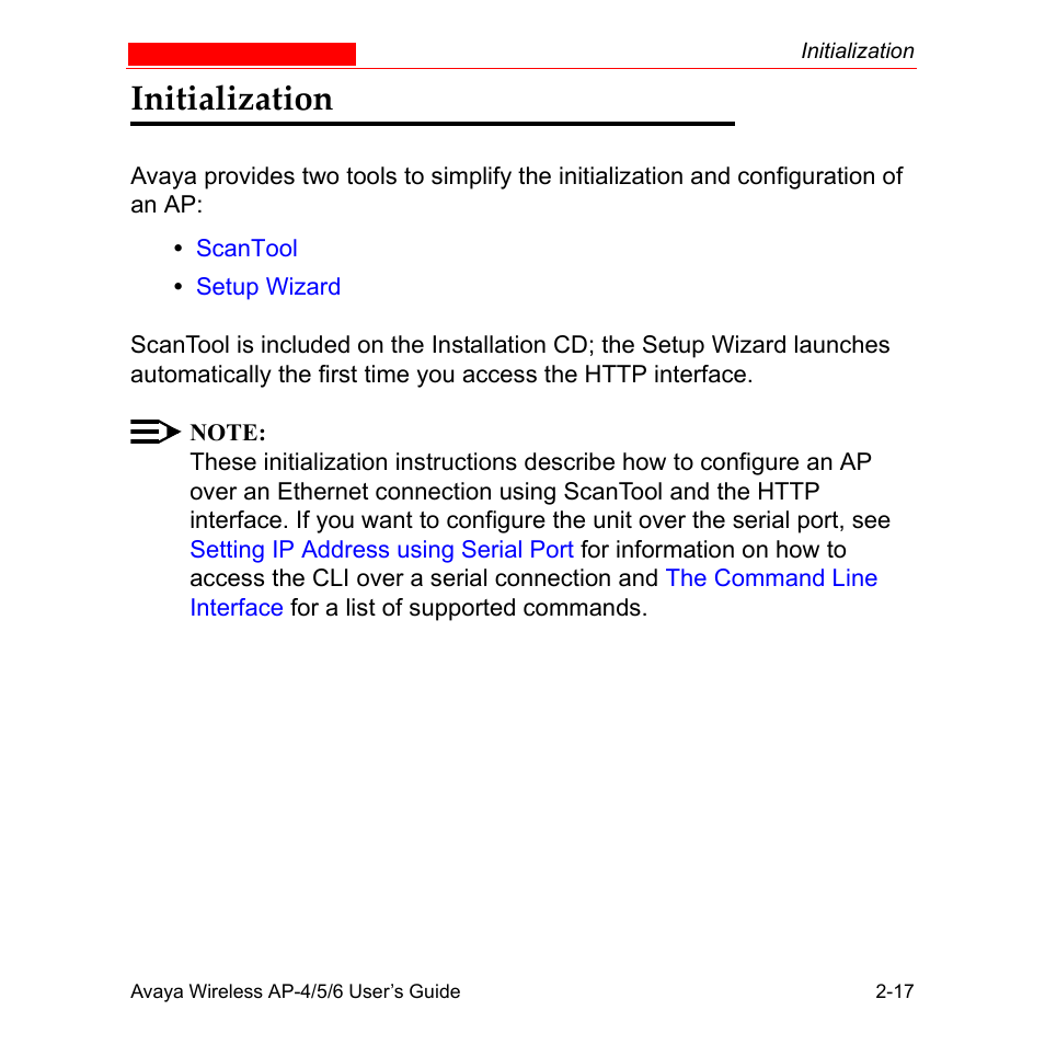 Initialization, Initialization -17 | Avaya AP-6 User Manual | Page 47 / 502