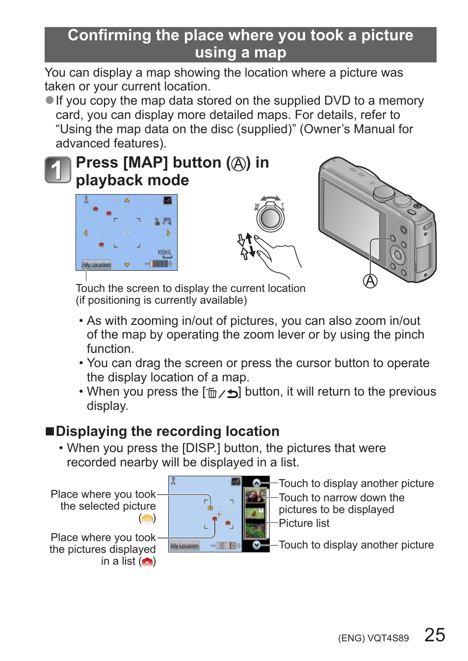 Press [map] button ( ) in playback mode | Panasonic DMC-ZS30K User Manual | Page 25 / 43
