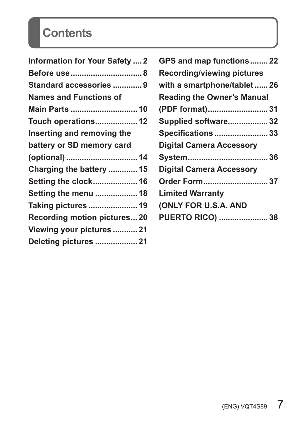 Panasonic DMC-ZS30K User Manual | Page 7 / 43