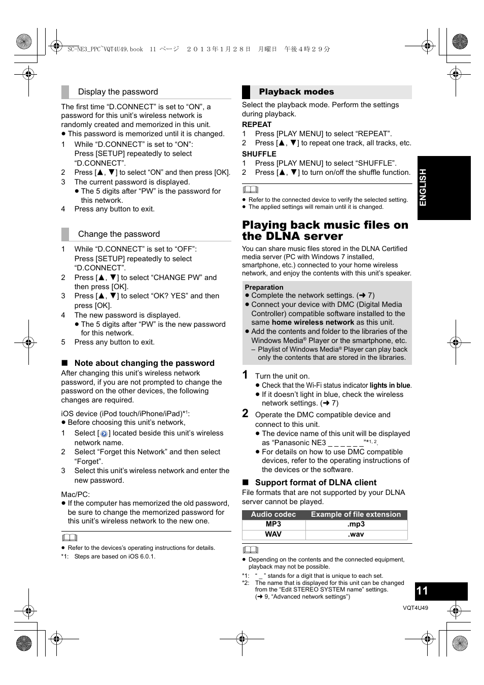 Playing back music files on the dlna server | Panasonic SC-NE3 User Manual | Page 11 / 24