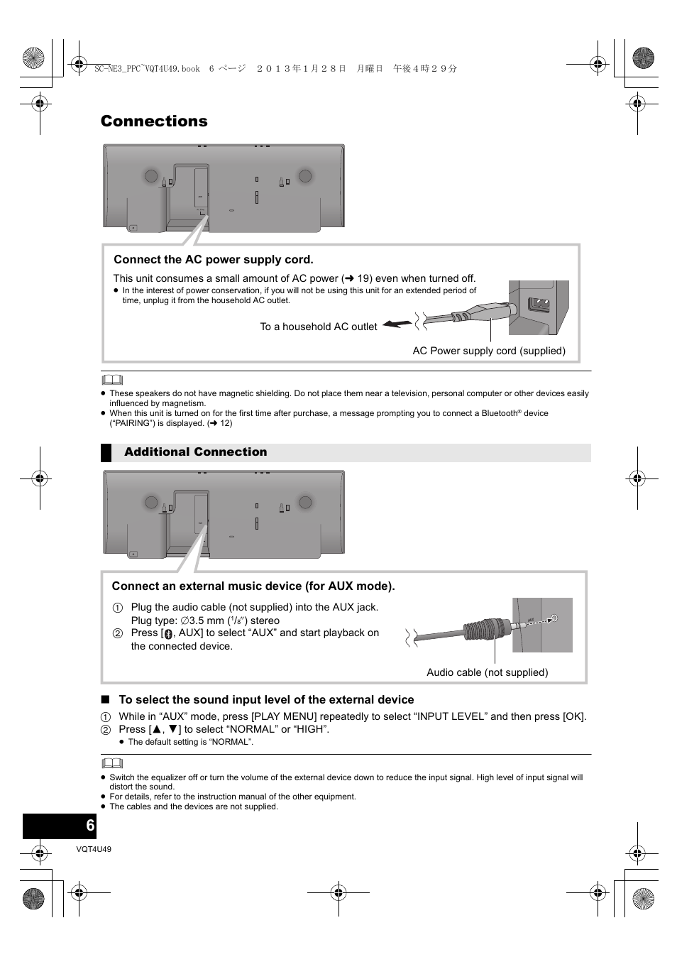 Connections | Panasonic SC-NE3 User Manual | Page 6 / 24