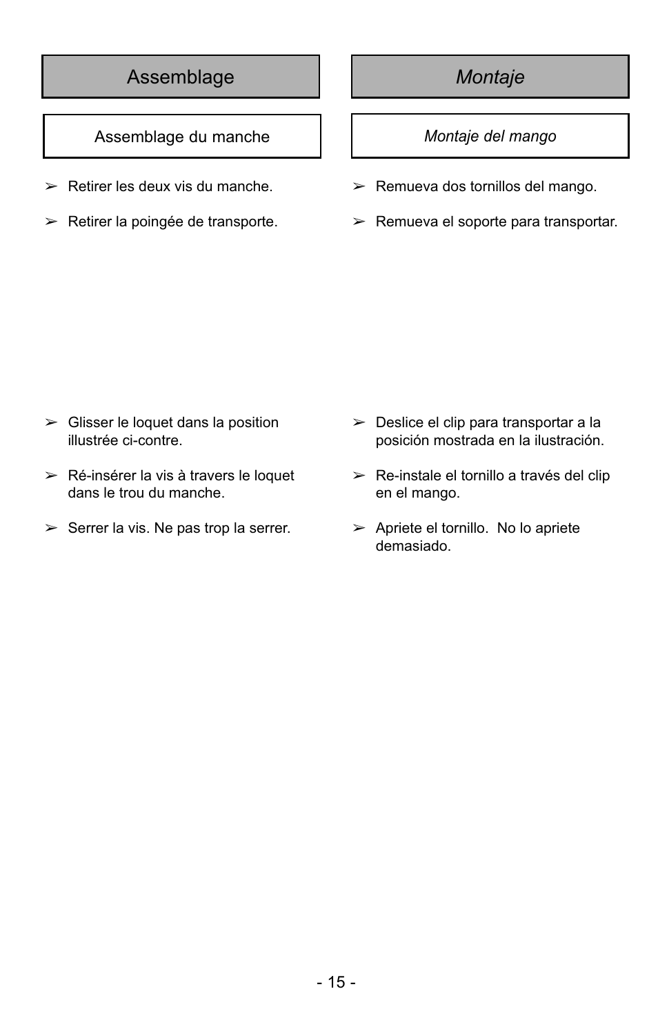 Montaje assemblage | Panasonic MC-UG729 User Manual | Page 15 / 64