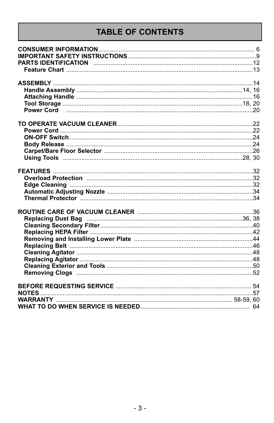 Panasonic MC-UG729 User Manual | Page 3 / 64