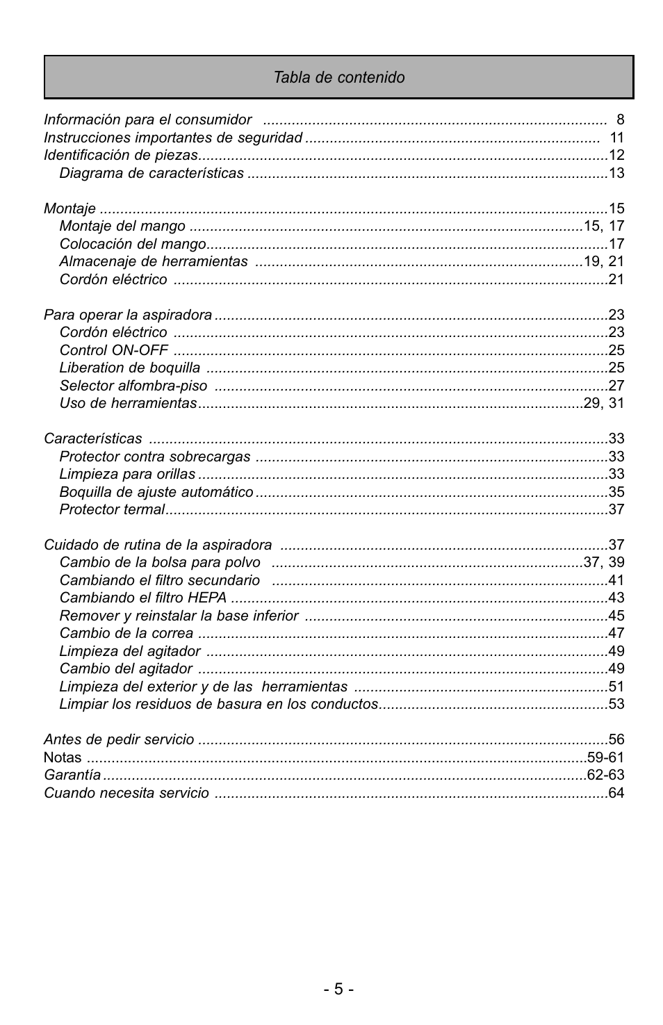 Panasonic MC-UG729 User Manual | Page 5 / 64