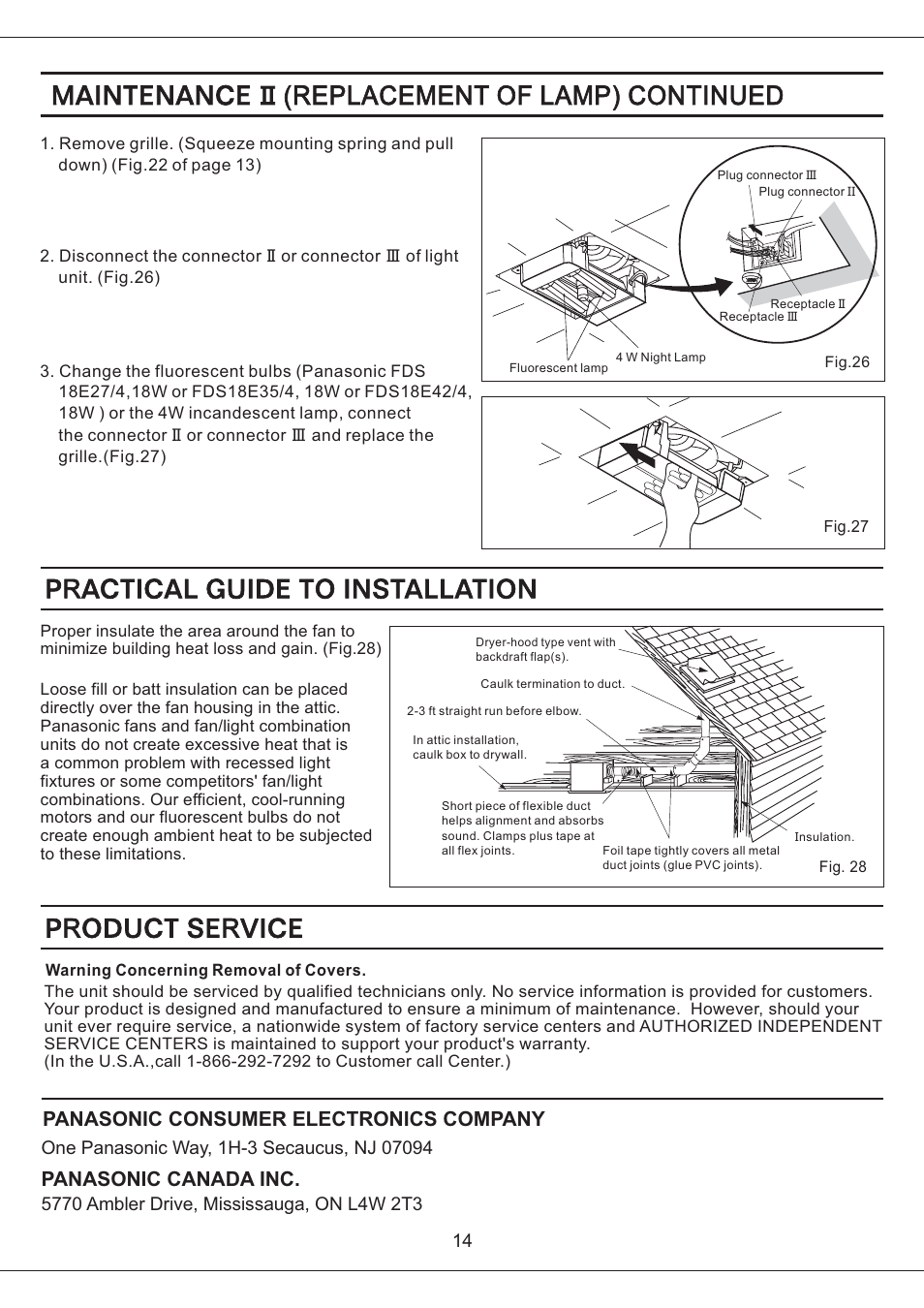Panasonic consumer electronics company, Panasonic canada inc | Panasonic FV-05VFL2 User Manual | Page 14 / 14