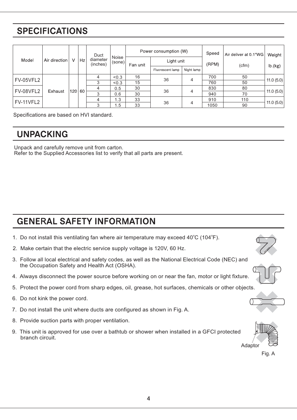 Panasonic FV-05VFL2 User Manual | Page 4 / 14