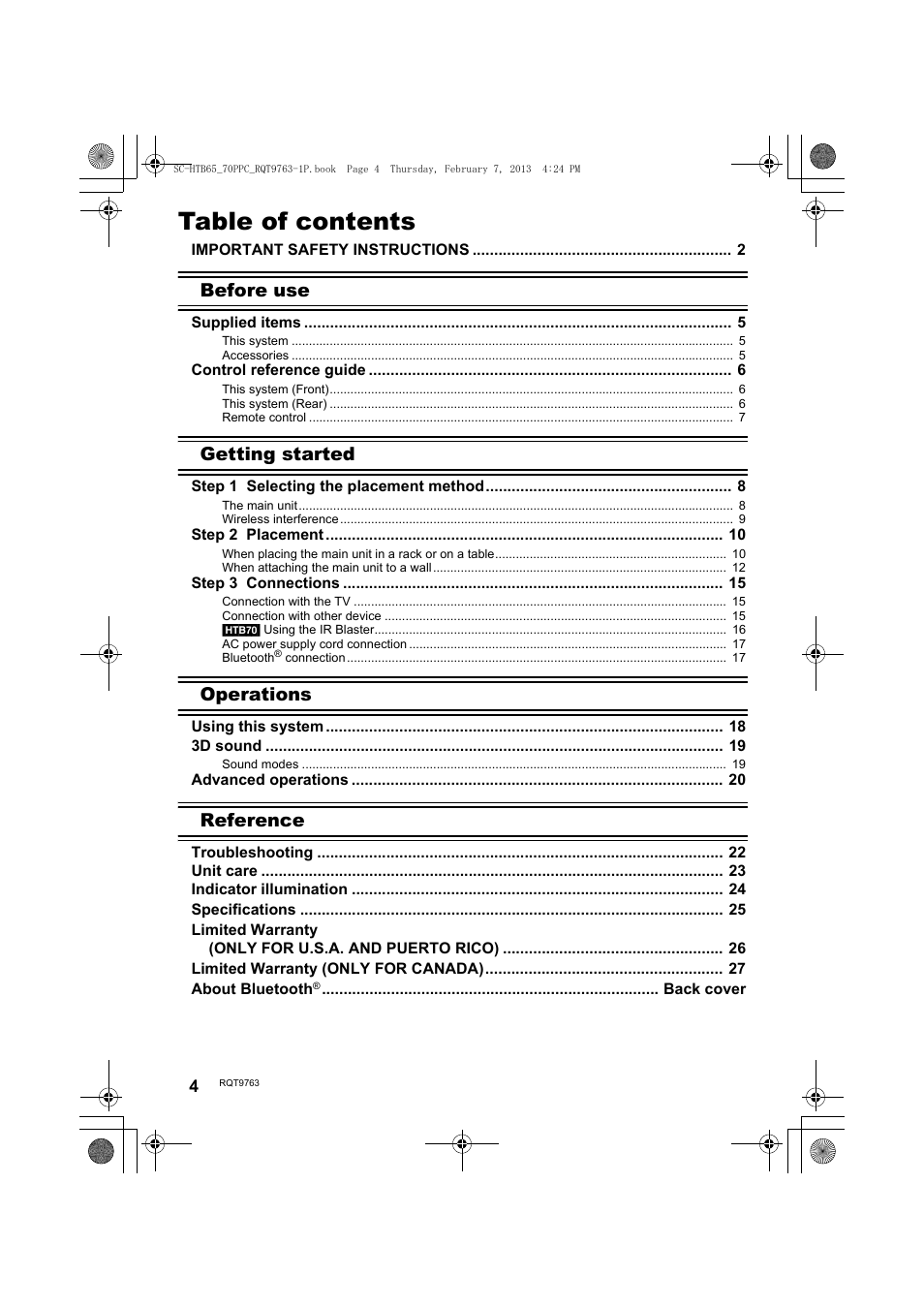 Panasonic SC-HTB65 User Manual | Page 4 / 28