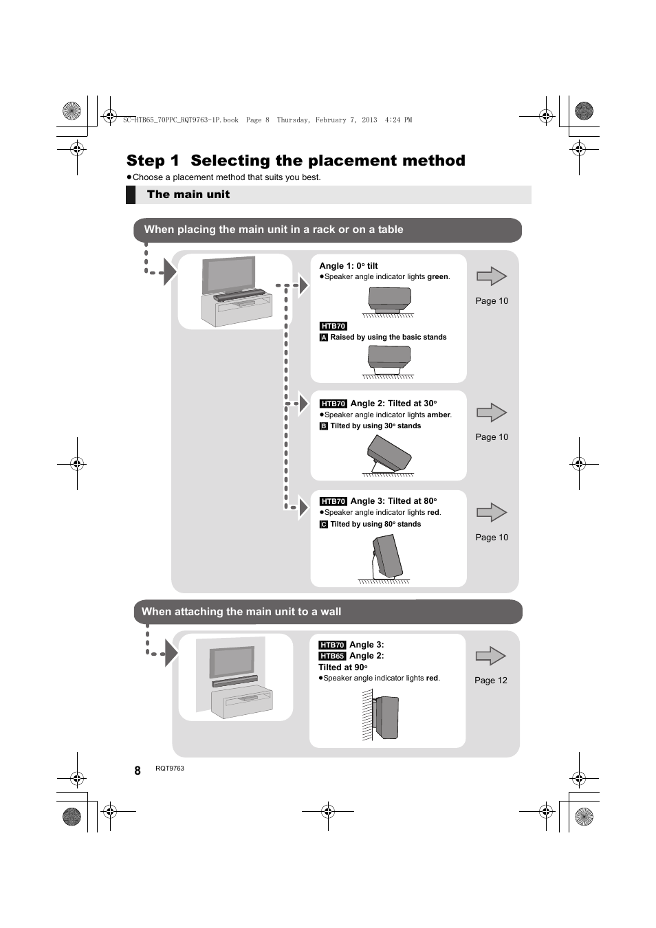 Step 1 selecting the placement method | Panasonic SC-HTB65 User Manual | Page 8 / 28