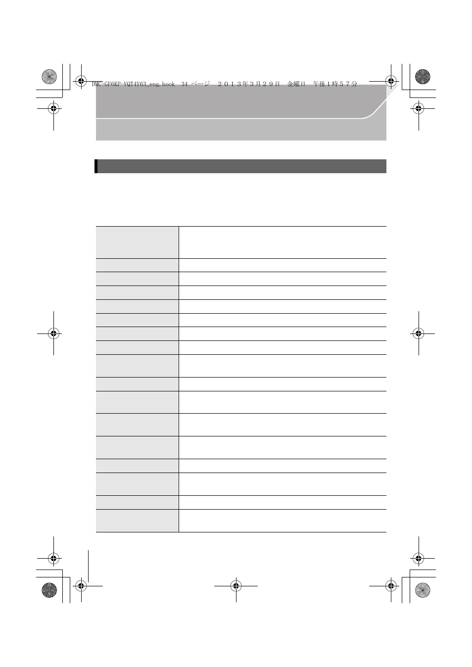 Menu list | Panasonic DMC-GF6KK User Manual | Page 34 / 52