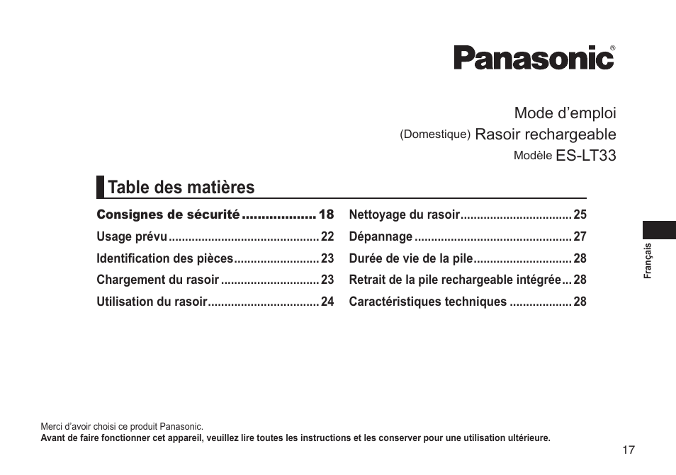 Panasonic ES-LT33-S User Manual | Page 17 / 44