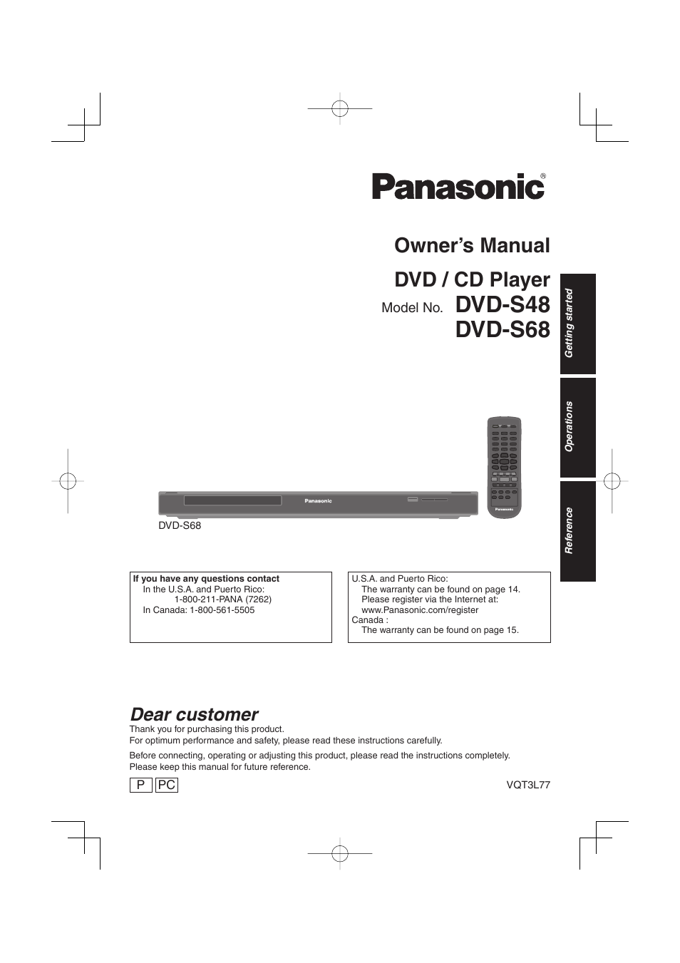Panasonic DVD-S48 User Manual | 16 pages