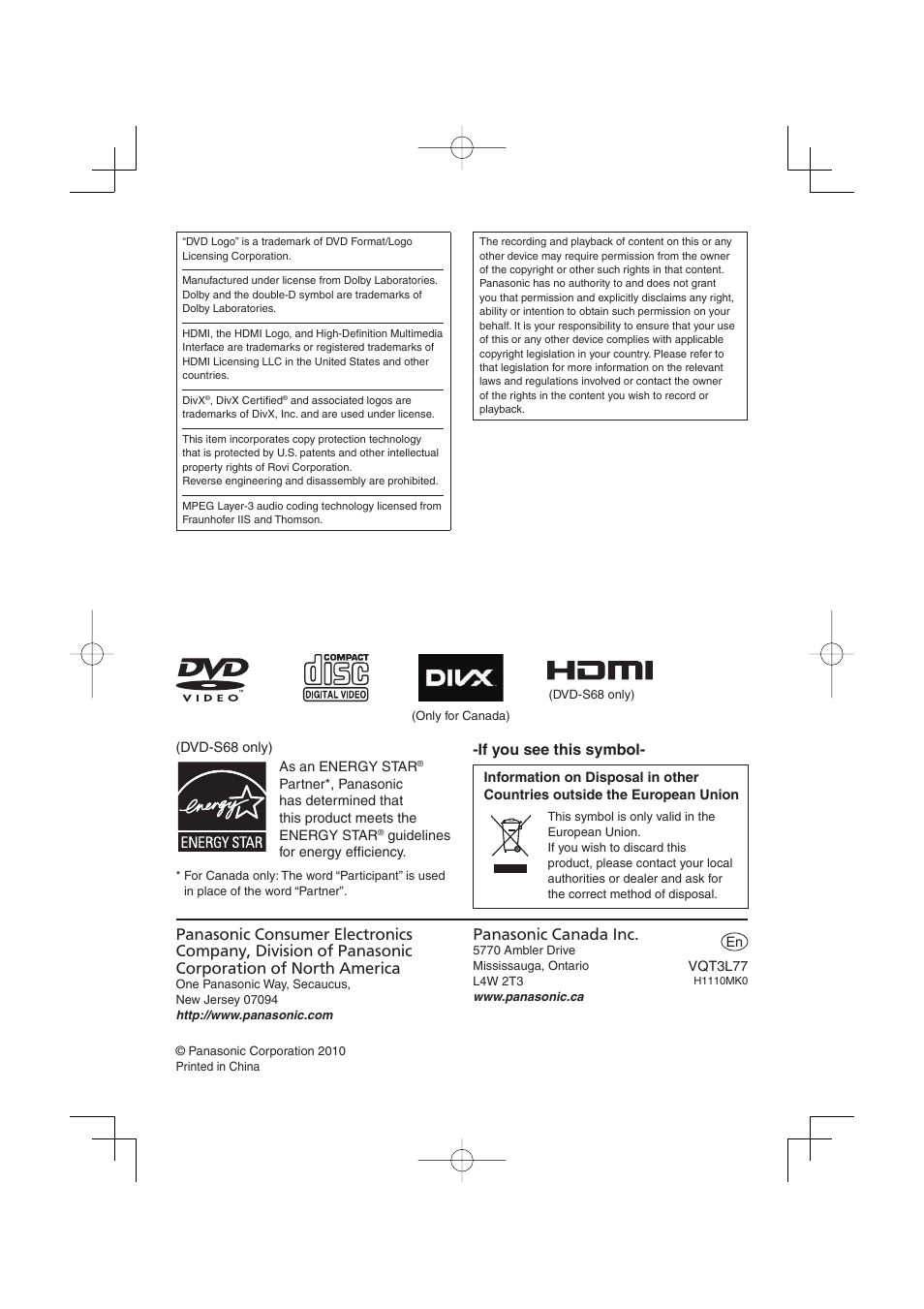 If you see this symbol | Panasonic DVD-S48 User Manual | Page 16 / 16