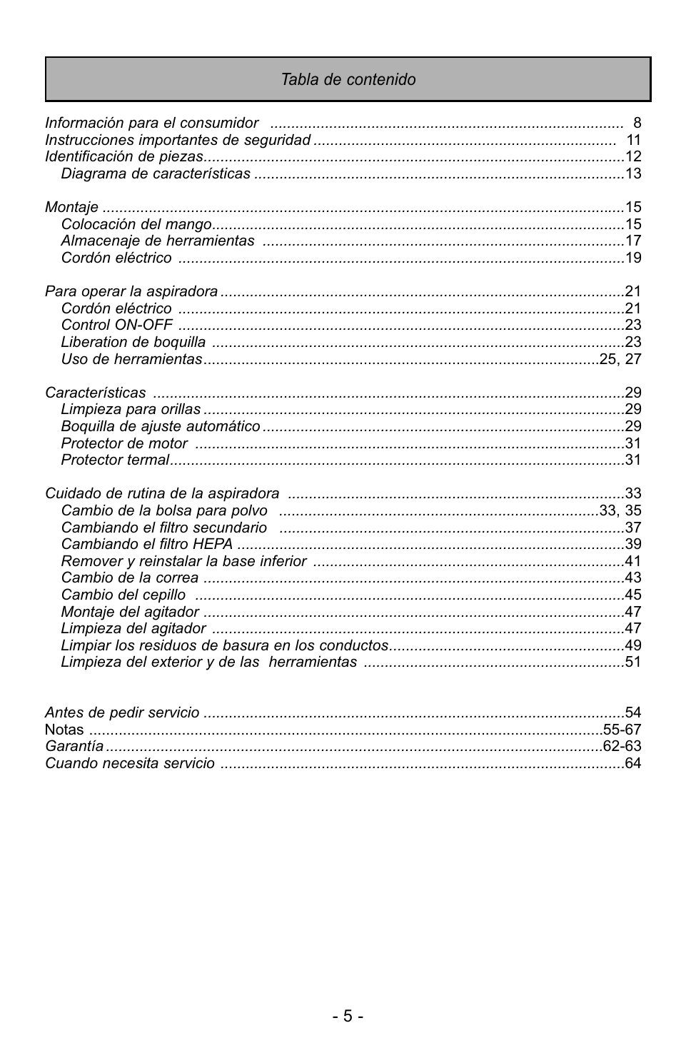 Panasonic MC-UG725 User Manual | Page 5 / 64