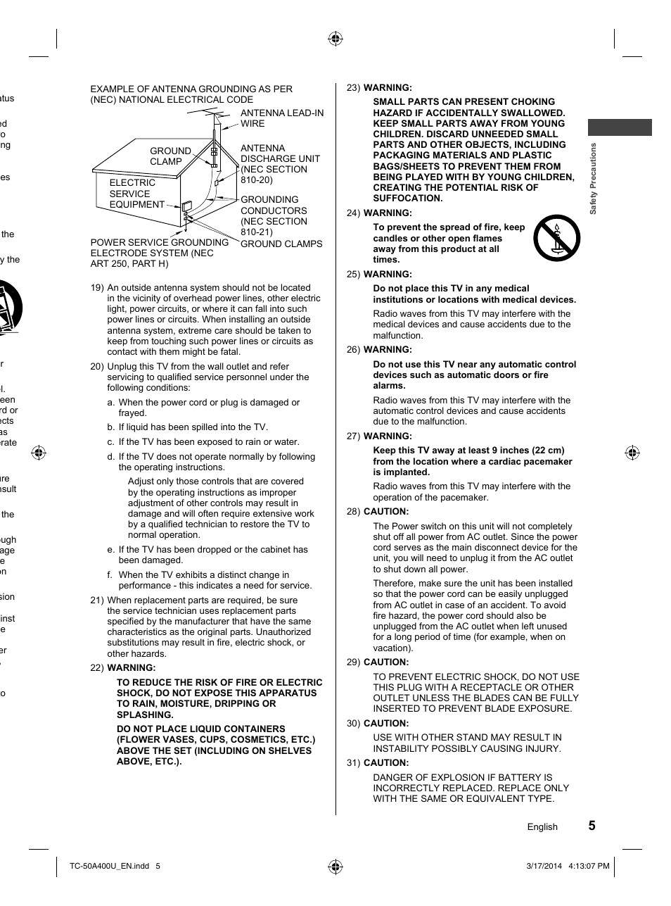 Panasonic TC-50A400U User Manual | Page 5 / 32