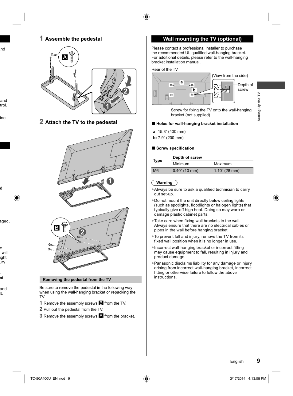 Panasonic TC-50A400U User Manual | Page 9 / 32