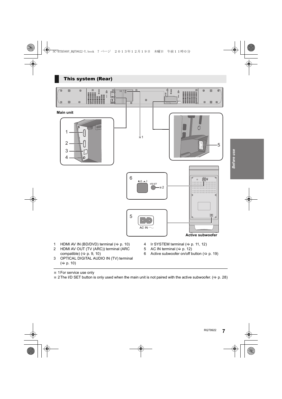 This system (rear) | Panasonic SC-HTB580 User Manual | Page 7 / 34
